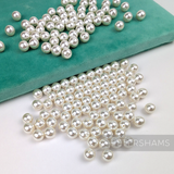 10mm White Vintage Acrylic 2 Hole Round Faux Pearls - 144 Pieces