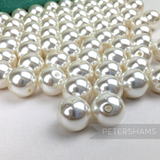 10mm White Vintage Acrylic 2 Hole Round Faux Pearls - 144 Pieces