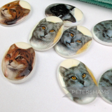 Cat-o-chons Vintage 1980s Glass Cat Cabochons 18x25mm - Last 14 (Mixed)