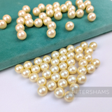 12mm Warm Ivory Vintage Acrylic No-Hole Round Faux Pearls - 72 Pieces