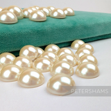 16mm Deep Ivory Vintage Acrylic Flatback Rounded Dome Faux Pearls - 36 Pieces