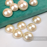 24mm Champagne Vintage Acrylic Flat Back Faux Pearls - 12 Pieces