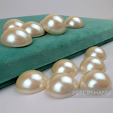 24mm Champagne Vintage Acrylic Flat Back Faux Pearls - 12 Pieces