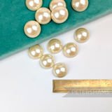 24mm Champagne Vintage Acrylic Flat Back Faux Pearls - 12 Pieces