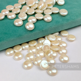 12mm Vintage Pearlescent Ivory Acrylic Flatback Low Dome Faux Pearls