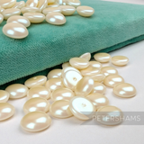 12mm Vintage Pearlescent Ivory Acrylic Flatback Low Dome Faux Pearls