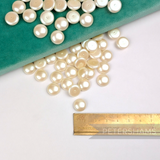 12mm Vintage Pearlescent Ivory Acrylic Flatback Low Dome Faux Pearls