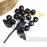 'Virginia' Glossy Vintage 1950's German Cherries & Leaf Millinery Hat Mount