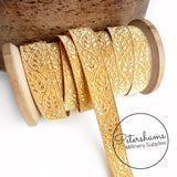 0.5% Real Gold Thread Lace Ribbon - 13mm Oak Leaf