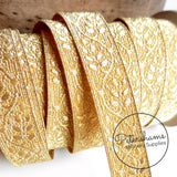 0.5% Real Gold Thread Lace Ribbon - 13mm Oak Leaf