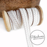 90% Silver Thread Lace Ribbon - 13mm Bias & Strand