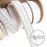 90% Silver Thread Lace Ribbon - 13mm Bias & Strand