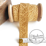 0.5% Real Gold Thread Lace Ribbon - 25mm Oak Leaf