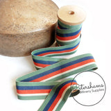 25mm No.5 Traditional Stripe Millinery Petersham Hat Ribbon - 1m