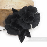 'Jennifer' Velvet & Organza Double Blossom Flower Millinery Hat Mount