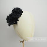 'Jennifer' Velvet & Organza Double Blossom Flower Millinery Hat Mount