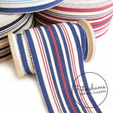 54mm Cotton Striped Millinery Petersham Hat Ribbon - 1m