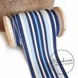 54mm Cotton Striped Millinery Petersham Hat Ribbon - 1m