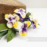 'Brenda' Vintage Velvet Pansy Wired Millinery Flower Bunch