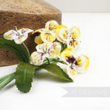 'Brenda' Vintage Velvet Pansy Wired Millinery Flower Bunch