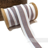 25mm No.5 Multicolour Threaded Stripe Millinery Petersham Hat Ribbon - 1m