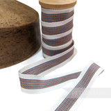 25mm No.5 Multicolour Threaded Stripe Millinery Petersham Hat Ribbon - 1m