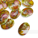 Biedermeier 25x18mm Flat Back Vintage 1970/80's German Glass Cabochons