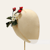 'Zola' Strawberry & Silk Blossoms Vintage Millinery Hat Mount