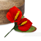 'Jaylee' Small Anthurium Suede Finish Wired Flower Mount