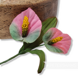 'Jaylee' Small Anthurium Suede Finish Wired Flower Mount