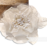 'Alohi' 12cm Silk and Organza Flower Bloom with Leaves