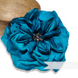 'Dulce' 18cm Large Silk Flower with Diamante and Crystal Beaded Centre