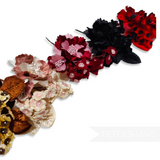 'Amoura' Velvet Flower with Mini Blooms and Leaves Hat Mount