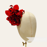 'Amoura' Velvet Flower with Mini Blooms and Leaves Hat Mount