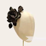 'Harmoni' Velvet Rose Wired Millinery Flower Hat Mount