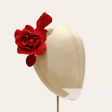 'Harmoni' Velvet Rose Wired Millinery Flower Hat Mount