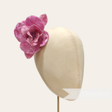 'Hana' 8cm Velvet Camellia Flower and Leaves Mount