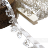 Clear Irregular Ice Chip Beads on Satin Ribbon Trim - 1m