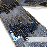 6cm Wide Super Soft Sequin and Lurex Embroidered Trim - 1m