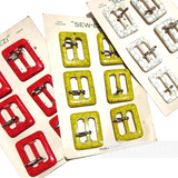 Vintage 1950/60s Crased Pattern 'Sew-Ezi' Hat / Belt Buckles - Card of 6