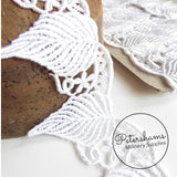 6cm Wide White Large Leaf Design Guipure Lace Trim - 1m