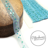 Square and Circle Sequins on Sheer Organza Trim - 1m