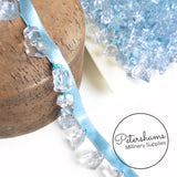 Clear Irregular Ice Chip Beads on Satin Ribbon Trim - 1m