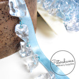 Clear Irregular Ice Chip Beads on Satin Ribbon Trim - 1m