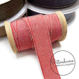 25mm No.5 Linen Threaded Millinery Petersham Hat Ribbon - 1m