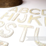 Ivory Sequin & Beaded Alphabet and Numbers Motifs