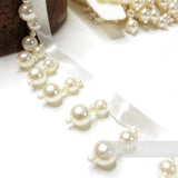 Double Ivory Pearl Fringe on Satin Ribbon - 1m